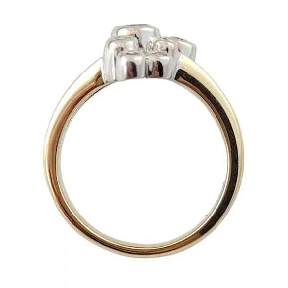 10k yellow & white two tone gold diamond bubble bypass ring 6.5 - Picture 5 of 8